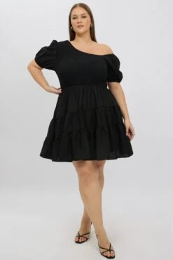 Black Asymmetric Minidress
