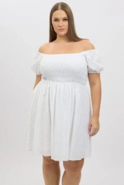 White Ditsy Shirred Minidress -You And All Fashion Store cdd32508 10a ditsy 3