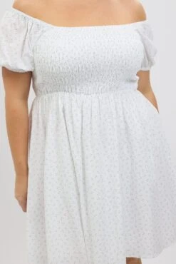 White Ditsy Shirred Minidress -You And All Fashion Store cdd32508 10a ditsy 6