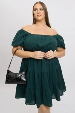 Green Shirred Waistband Tiered Minidress -You And All Fashion Store cdd32511 122a forest 3