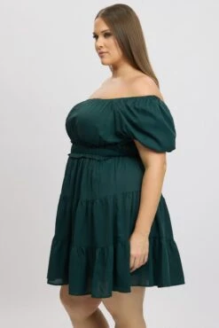 Green Shirred Waistband Tiered Minidress -You And All Fashion Store cdd32511 122a forest 4