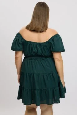 Green Shirred Waistband Tiered Minidress -You And All Fashion Store cdd32511 122a forest 5