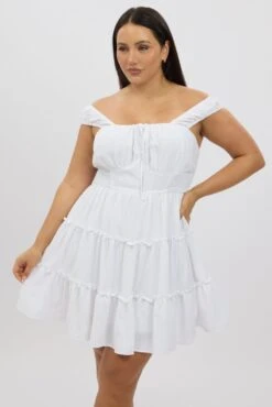 White Tie Front Shirred Waist Detail Tiered Minidress 8 White Tie Front Shirred Waist Detail Tiered Minidress -You And All Fashion Store cdd32527 47a white 3