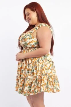 Yellow Abstract Fruit Print Shirred Waist Minidress -You And All Fashion Store cdd32527a 47ab abstract 3