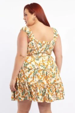 Yellow Abstract Fruit Print Shirred Waist Minidress -You And All Fashion Store cdd32527a 47ab abstract 4