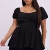 Black Sweetheart Neck Lace Trim Minidress