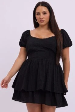 Black Sweetheart Neck Lace Trim Minidress
