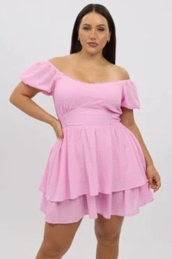 Pink Picot Trim Milkmaid Mini Dress -You And All Fashion Store cdd32530c 10ab pink 3
