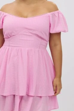 Pink Picot Trim Milkmaid Mini Dress -You And All Fashion Store cdd32530c 10ab pink 6