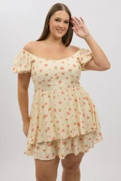 Pink Floral Sweetheart Neck Lace Trim Minidress