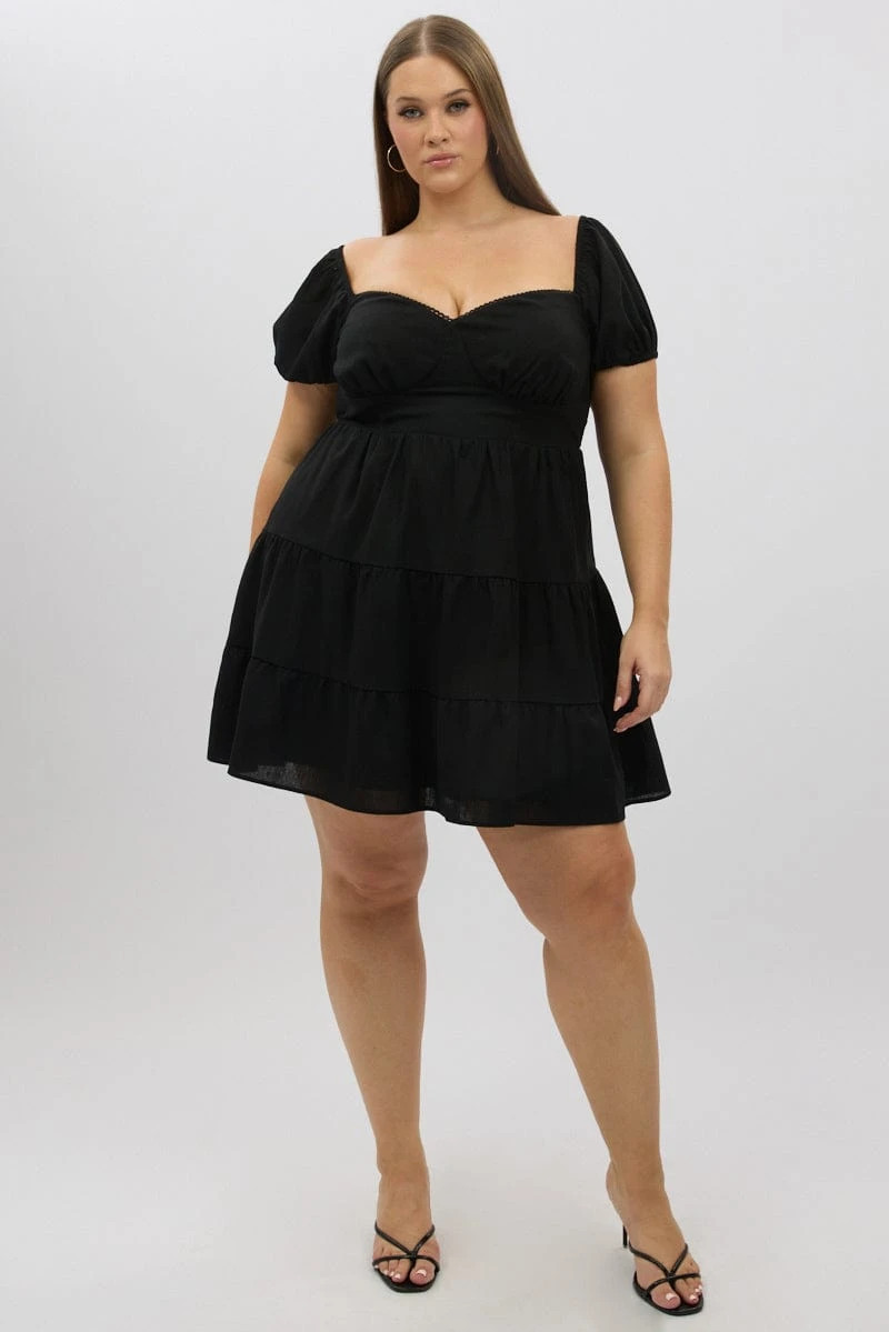 Black Lace Trim Milkmaid Corset Style Minidress 2 Black Lace Trim Milkmaid Corset Style Minidress - Image 2