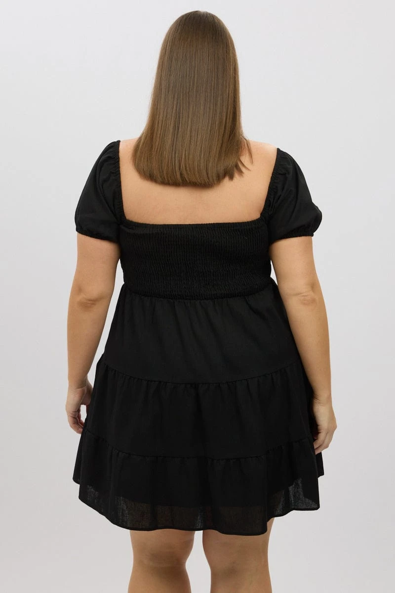 Black Lace Trim Milkmaid Corset Style Minidress 5 Black Lace Trim Milkmaid Corset Style Minidress - Image 5