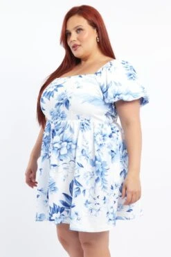 Blue Floral Puff Sleeve Mini Dress -You And All Fashion Store cdd32601 122ab floral 3