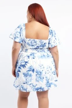 Blue Floral Puff Sleeve Mini Dress -You And All Fashion Store cdd32601 122ab floral 4