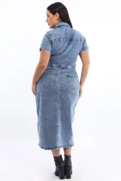 Denim Button Thru Short Slv Denim Dress -You And All Fashion Store cdd32615 84a light wash 5