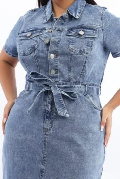 Denim Button Thru Short Slv Denim Dress -You And All Fashion Store cdd32615 84a light wash 6