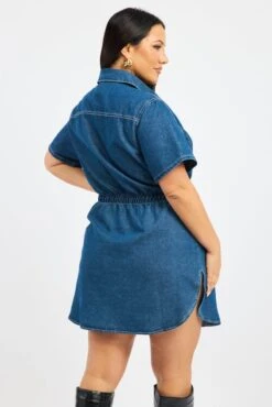 Denim Indigo Denim Look Shirtdress -You And All Fashion Store cdd32616 84a dark wash 4