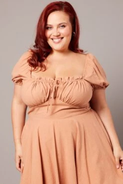 Brown Corset Puff Sleeve Mini Dress -You And All Fashion Store cdd32665 36a mocha 3