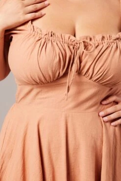 Brown Corset Puff Sleeve Mini Dress -You And All Fashion Store cdd32665 36a mocha 6