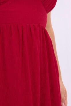 Cherry Halter Neck Dress Sleeveless Textured -You And All Fashion Store cdd3404 116r cherry 6