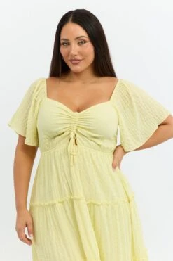 Yellow Maxi Dress Short Sleeve Tiered -You And All Fashion Store cdd3410e 35r yellow 3