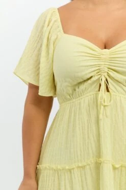 Yellow Maxi Dress Short Sleeve Tiered -You And All Fashion Store cdd3410e 35r yellow 4