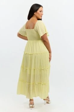 Yellow Maxi Dress Short Sleeve Tiered -You And All Fashion Store cdd3410e 35r yellow 6
