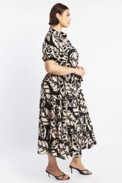 Black Floral Midi Dress Short Sleeve Shirt Floral -You And All Fashion Store cdd3458 47r floral 3