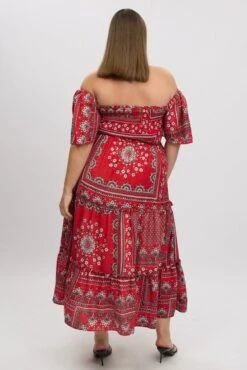 Red Boho Maxi Dress Short Sleeve Tiered -You And All Fashion Store cdd3490d 35r boho 5