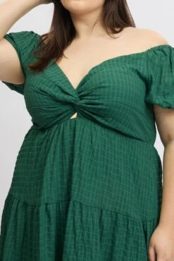 Green Textured Chiffon Twist Front Puff Sleeve Minidress -You And All Fashion Store cdd3500 115a green 6