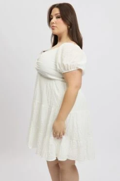 White Textured Chiffon Twist Front Puff Sleeve Minidress 9 White Textured Chiffon Twist Front Puff Sleeve Minidress -You And All Fashion Store cdd3500 115a white 4