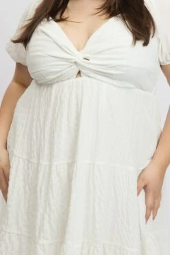 White Textured Chiffon Twist Front Puff Sleeve Minidress 11 White Textured Chiffon Twist Front Puff Sleeve Minidress -You And All Fashion Store cdd3500 115a white 6