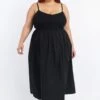 Black Midi Dress Sleeveless Poplin Skirt