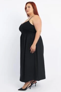 Black Midi Dress Sleeveless Poplin Skirt -You And All Fashion Store cdd3523 127rb black 3