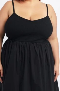 Black Midi Dress Sleeveless Poplin Skirt -You And All Fashion Store cdd3523 127rb black 5