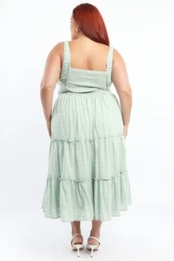 Green Maxi Dress Sleeveless Tiered Self Check -You And All Fashion Store cdd3544 127r sage 4