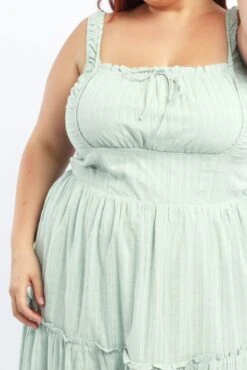 Green Maxi Dress Sleeveless Tiered Self Check -You And All Fashion Store cdd3544 127r sage 5