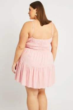 Pink Strappy Frill Hem Linen Blend Minidress -You And All Fashion Store cdd3589 34a pink 5