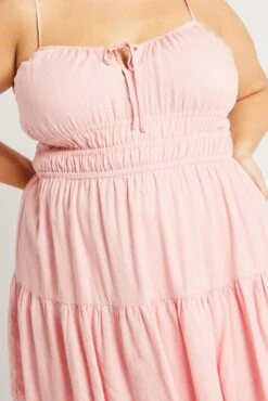 Pink Strappy Frill Hem Linen Blend Minidress -You And All Fashion Store cdd3589 34a pink 6