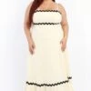 Beige Maxi Dress Sleeveless Ric Rack