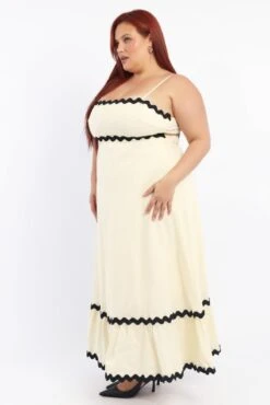 Beige Maxi Dress Sleeveless Ric Rack -You And All Fashion Store cdd3675 47rb beige 3