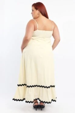 Beige Maxi Dress Sleeveless Ric Rack -You And All Fashion Store cdd3675 47rb beige 4