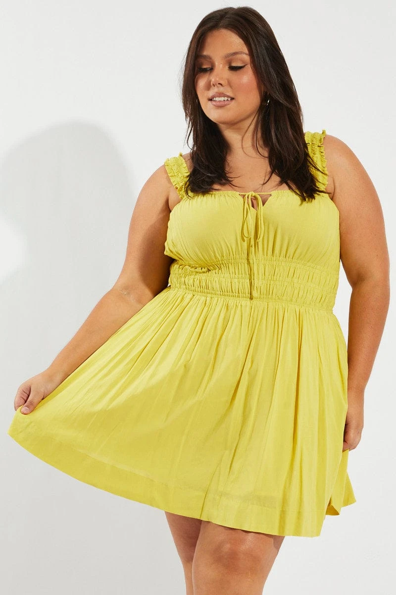 Green Tie Front Frill Strap Mini Dress 1 Green Tie Front Frill Strap Mini Dress