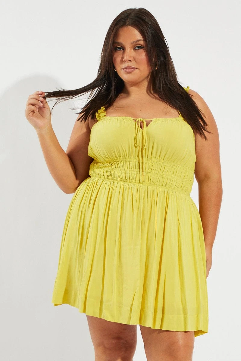 Green Tie Front Frill Strap Mini Dress 3 Green Tie Front Frill Strap Mini Dress - Image 3