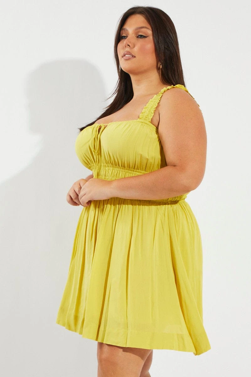 Green Tie Front Frill Strap Mini Dress 4 Green Tie Front Frill Strap Mini Dress - Image 4