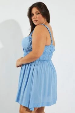 Blue Tie Front Frill Strap Mini Dress -You And All Fashion Store cdd3681a 34ab azure 4