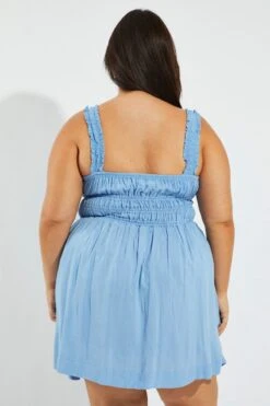 Blue Tie Front Frill Strap Mini Dress -You And All Fashion Store cdd3681a 34ab azure 5