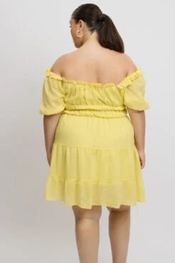 Yellow Scoop Neck Gather Waist Minidress -You And All Fashion Store cdd3777a 47ab lemon 5