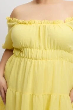 Yellow Scoop Neck Gather Waist Minidress -You And All Fashion Store cdd3777a 47ab lemon 6