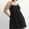 Black Lace Trim Milkmaid Minidress